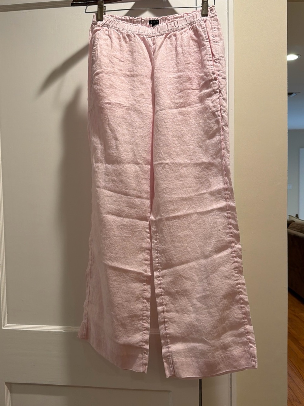 J. Crew Pink Wide-Leg Linen Pants